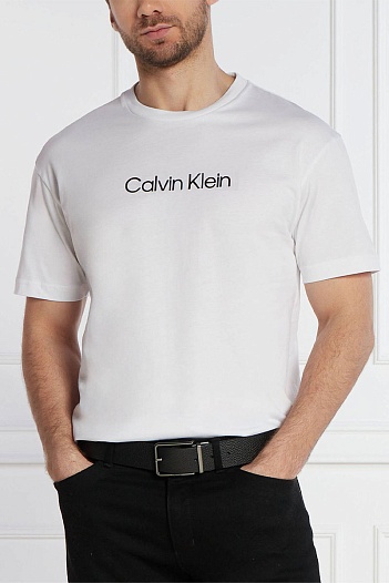 Мужская белая футболка Calvin Klein logo-print   