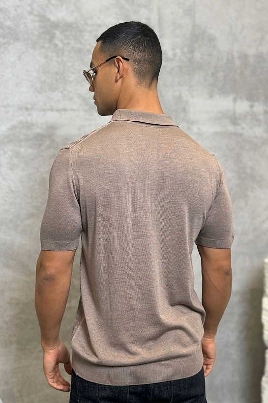 Мужское поло бежевого цвета Zilli zip neck