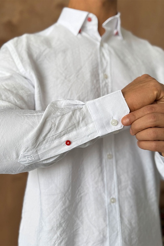 Мужская рубашка Hermes H embroidered - White