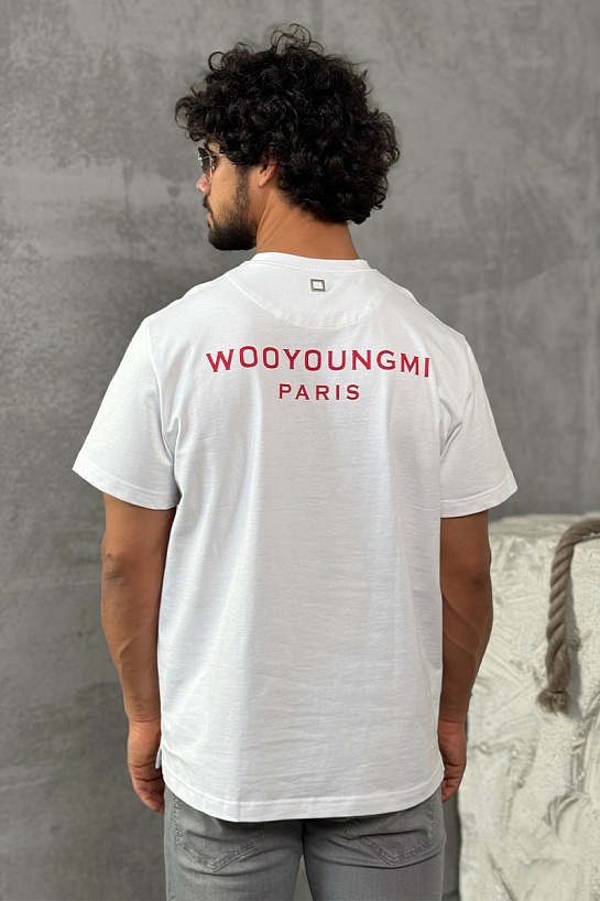 Белая оверсайз футболка Wooyoungmi logo patch