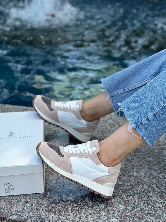 Женские замшевые кроссовки Brunello Cucinelli - Beige
