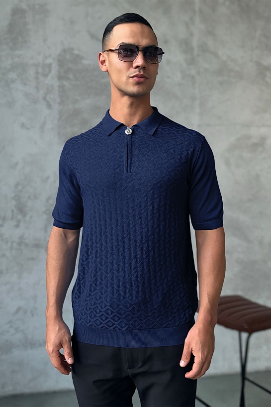 Мужское поло Stefano Ricci синего цвета