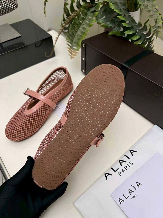 Женские плетёные балетки Alaia Fishnet Ballet premium