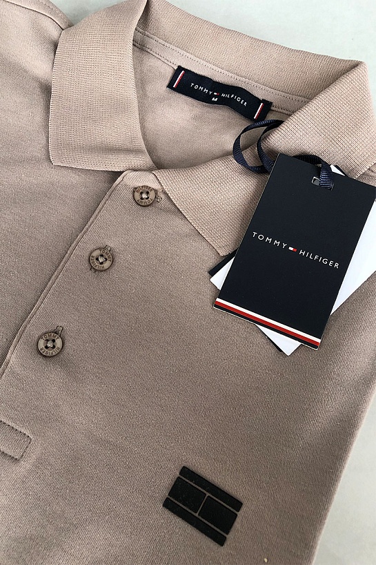 Классическое мужское поло Tommy Hilfiger бежевого цвета