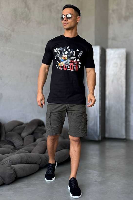 Чёрная оверсайз футболка Dsquared2 graffiti-print