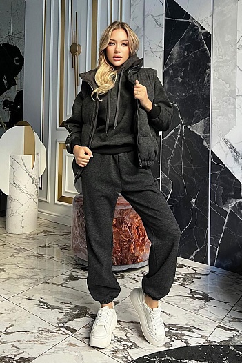 Женский тёмно-серый костюм тройка Brunello Cucinelli   