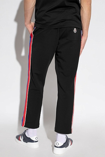 Чёрные спортивные штаны Moncler striped logo   