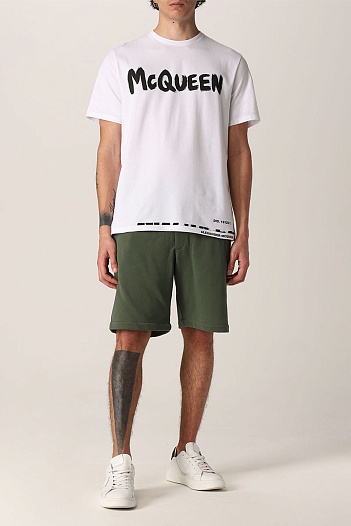 Белая футболка Alexander McQueen graffiti logo-print   