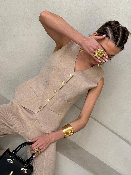 Женский бежевый костюм Schiaparelli premium