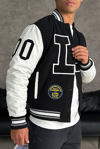 Мужской чёрный бомбер Louis Vuitton Baseball multi-patch   