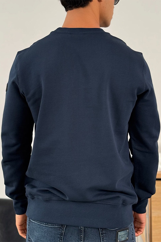 Тёмно-синий оверсайз свитшот Moncler logo-embroidered