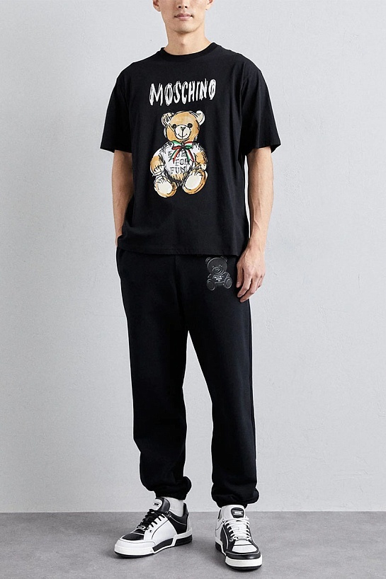 Мужская чёрная футболка Moschino Teddy Bear