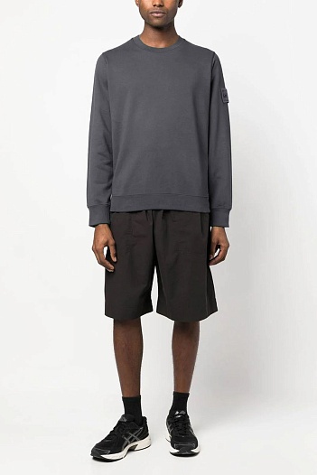 Свитшот серого цвета Stone Island compass-patch   