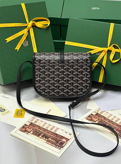 Кожаная сумка Goyard Belvedere Messenger PM premium 22x17x6 см   