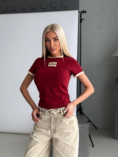 Женская футболка MIU MIU premium - Red   