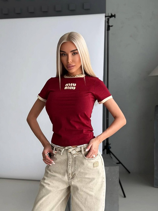 Женская футболка MIU MIU premium - Red