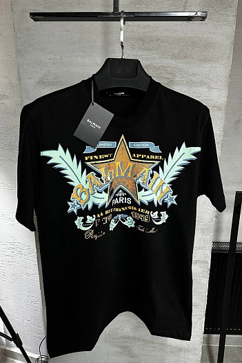 Мужская чёрная футболка Balmain Western graphic-print   