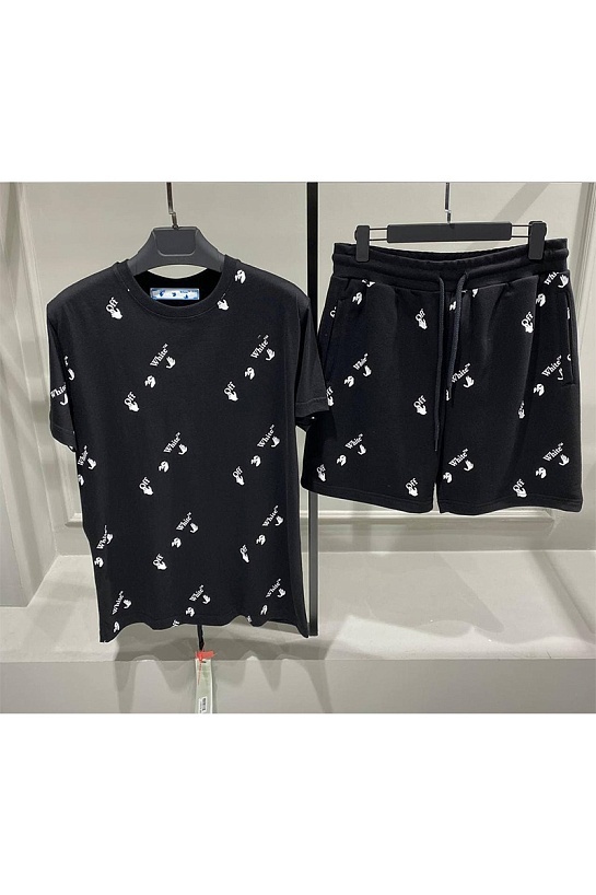 Чёрная оверсайз футболка Off-White all-over logo-print