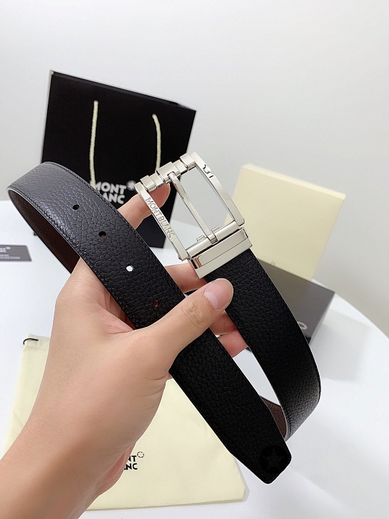 Двусторонний кожаный ремень Montblanc Premium (ширина 3.5 см)