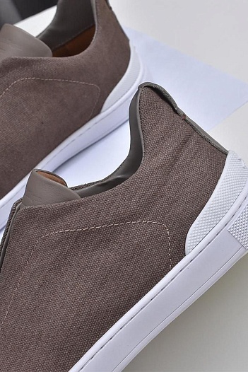Тёмно-бежевые кроссовки Ermenegildo Zegna Triple Stitch Canvas   