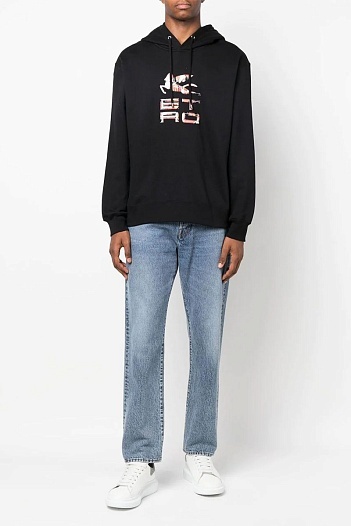 Чёрное оверсайз худи Etro Pegaso logo-print   