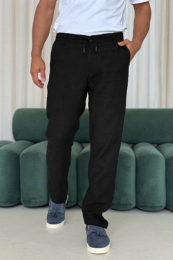 Льняные брюки чёрного цвета Loro Piana   