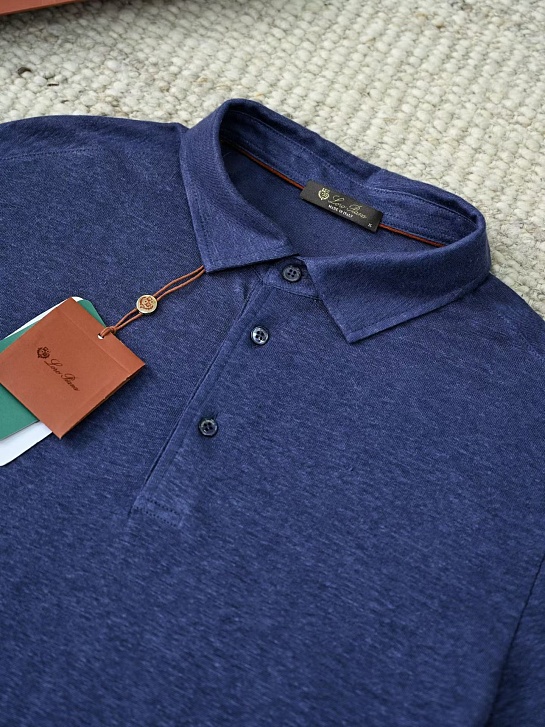 Мужское тёмно-синее поло Loro Piana premium