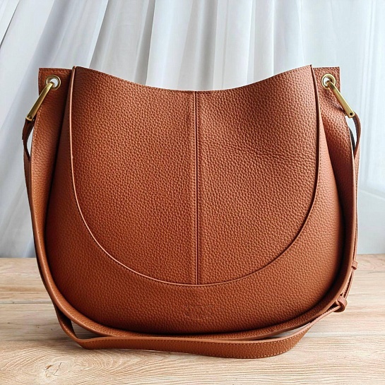 Кожаная сумка через плечо 32x26 см - Brown