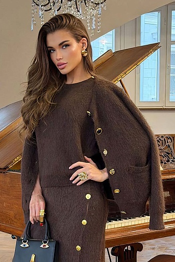 Женский кардиган коричневого цвета Schiaparelli premium   