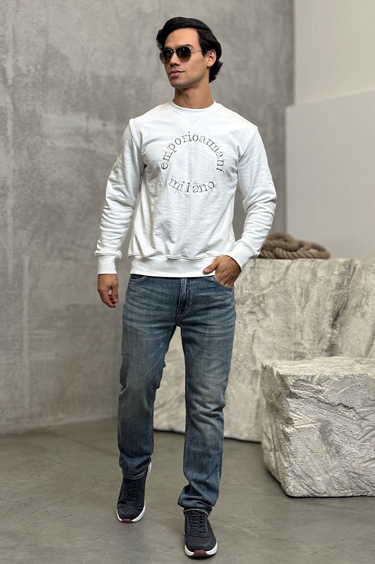 Белый свитшот Emporio Armani logo embroidery