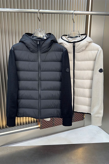 Мужская вязаная куртка Moncler logo-patch - Beige   