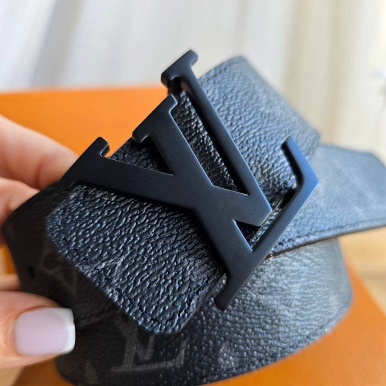 Кожаный ремень Louis Vuitton Monogram Eclipse (ширина 4 см)