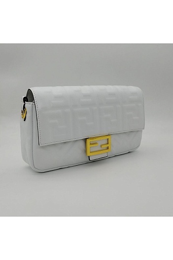 Кожаная сумка Fendi Medium Baguette FF motif 27x16 см (2 расцветки)   