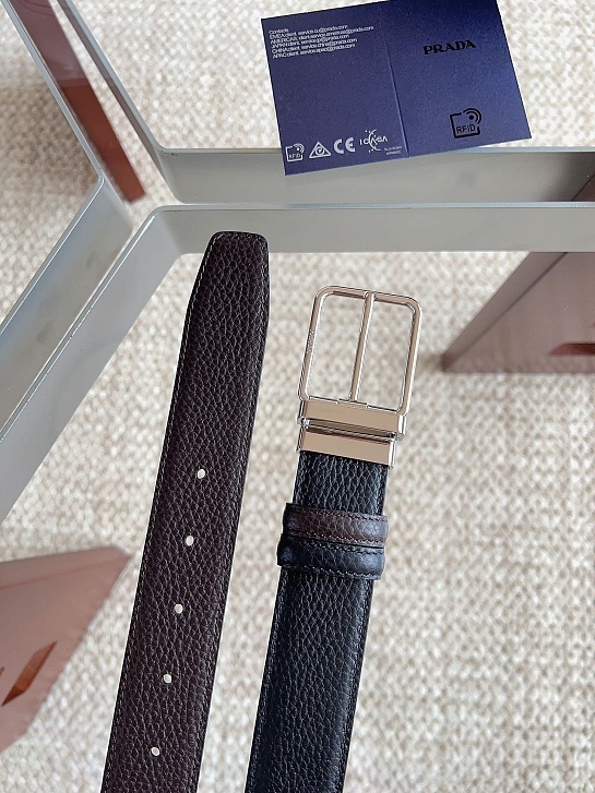 Двусторонний кожаный ремень Prada premium