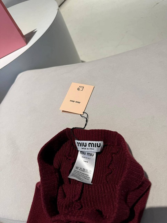 Женские кашемировые колготы MIU MIU бордового цвета