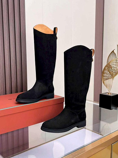 Женские замшевые сапоги Loro Piana premium - Black   
