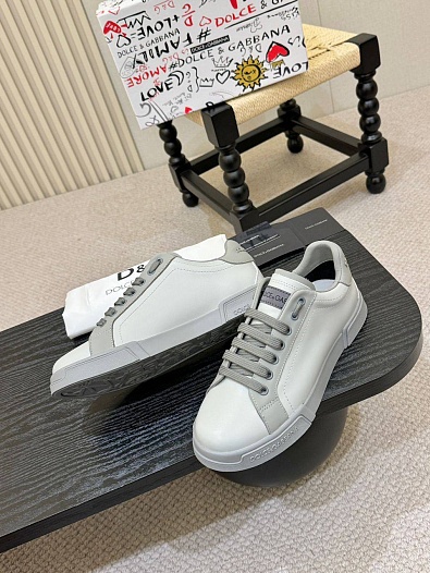 Кожаные кроссовки Dolce & Gabbana Portofino - Grey   