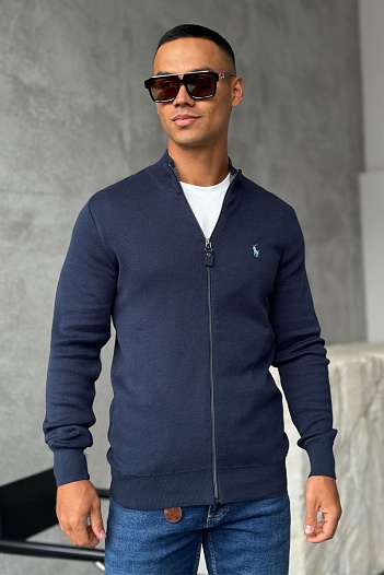 Мужская тёмно-синяя кофта Polo Ralph Lauren pony-embroidered   