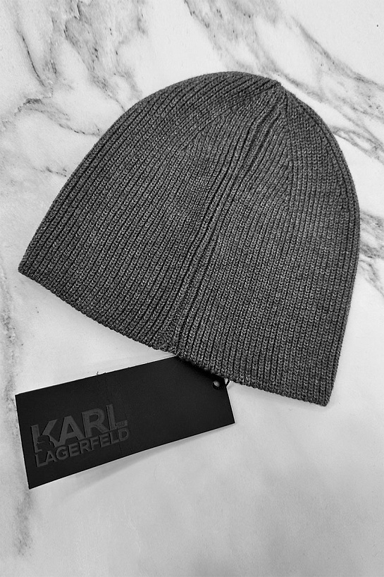 Мужская шапка серого цвета Karl Lagerfeld logo-patch