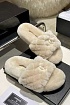 Женские меховые шлёпанцы Chanel Oran premium - Beige