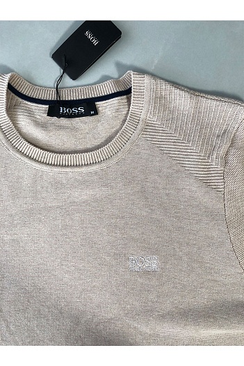 Бежевый мужской джемпер Hugo Boss logo-embroidered   