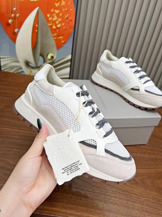 Женские комбинированные кроссовки Brunello Cucinelli