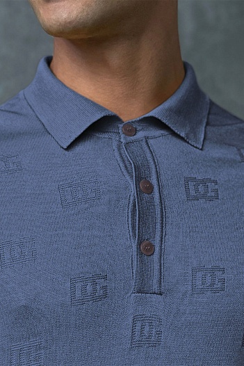 Мужское поло Dolce & Gabbana monogram all-over - Indigo   