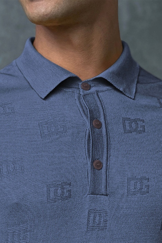 Мужское поло Dolce & Gabbana monogram all-over - Indigo