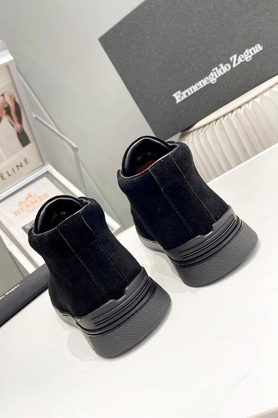 Замшевые кроссовки Zegna Triple Stitch high-top