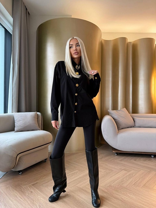 Женская хлопковая рубашка Schiaparelli Premium - Black