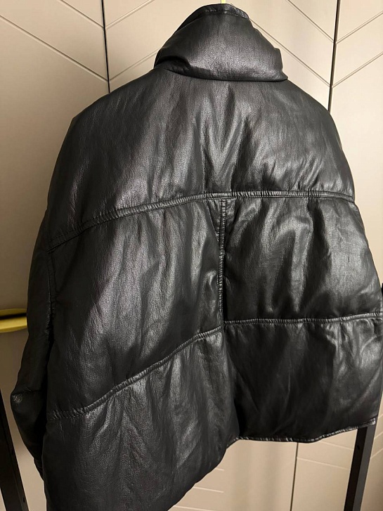 Женская пуховая куртка из эко кожи Chrome Hearts