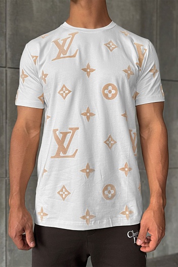Белая мужская футболка Louis Vuitton Monogram All-over   