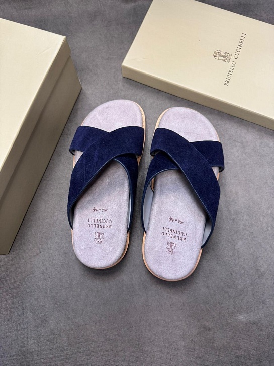 Замшевые шлёпанцы Brunello Cucinelli Crossover - Blue