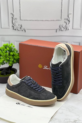 Замшевые кроссовки Loro Piana Tennis Walk - Grey   